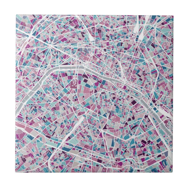 Paris France Map Ceramic Tile (Front)