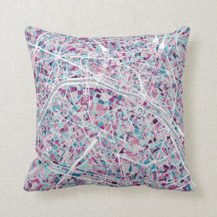 Paris France Map Cushion