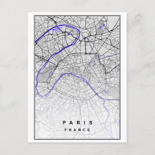 Paris France Modern City Map Postcard