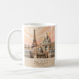 Paris France Modern Textured City Landmarks Travel Coffee Mug