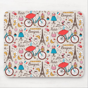 Paris France Pattern Mouse Pad