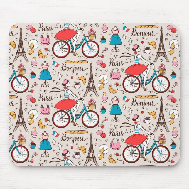 Paris France Pattern Mouse Pad (Front)