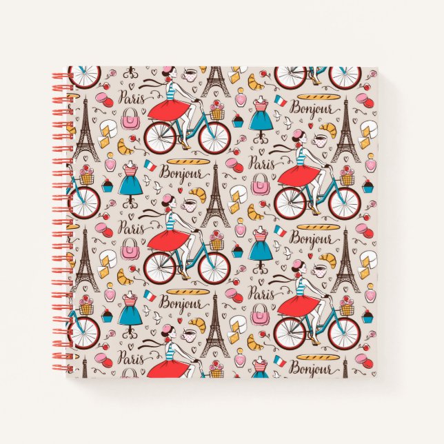 Paris France Pattern Notebook (Front)