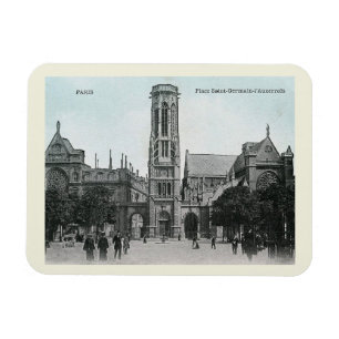 Paris France, Place St Germain l'Auxerrots Vintage Magnet
