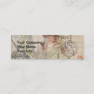 Paris France Pretty Girl Eiffel Mini Business Card
