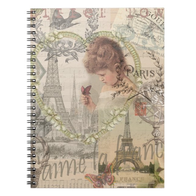 Paris France Pretty Girl Eiffel Notebook (Front)