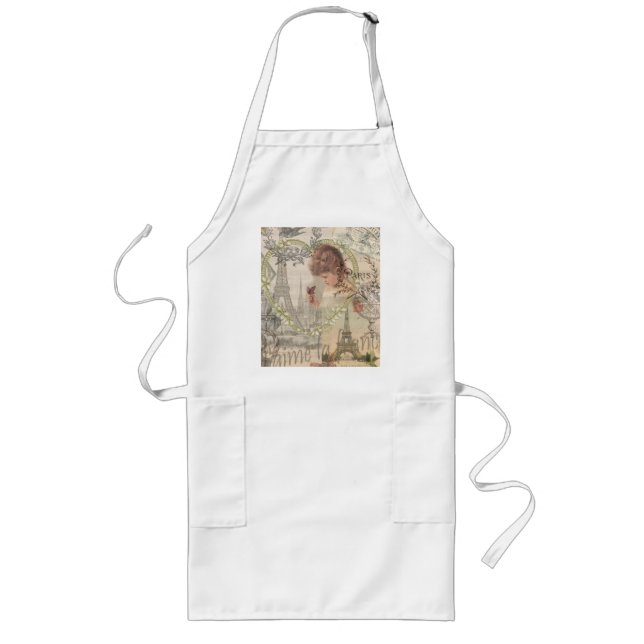 Paris France Pretty Girl Soft Eiffel Long Apron (Front)