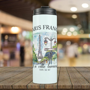 Paris France Retro City View Art Thermal Tumbler