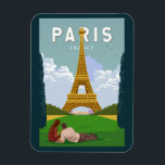 Paris France Retro Travel Art Vintage Magnet<br><div class="desc">Paris retro travel design in an emblem style. The Eiffel Tower is a wrought-iron lattice tower on the Champ de Mars in Paris,  France.</div>