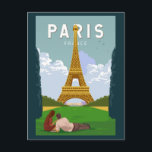 Paris France Retro Travel Art Vintage Postcard<br><div class="desc">Paris retro travel design in an emblem style. The Eiffel Tower is a wrought-iron lattice tower on the Champ de Mars in Paris,  France.</div>