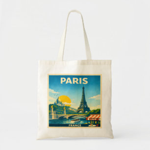 Paris France retro Travel Poster Tote Bag
