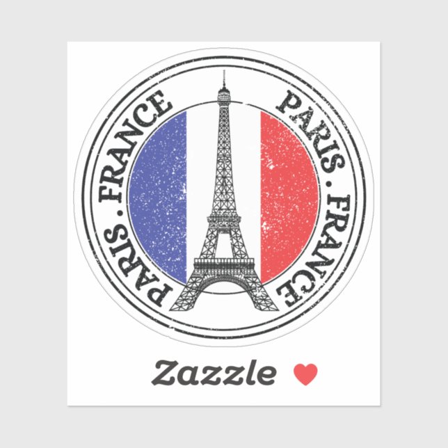 Paris France Seal Sticker Round Flag (Sheet)