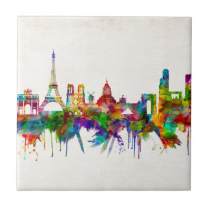 Paris France Skyline Ceramic Tile