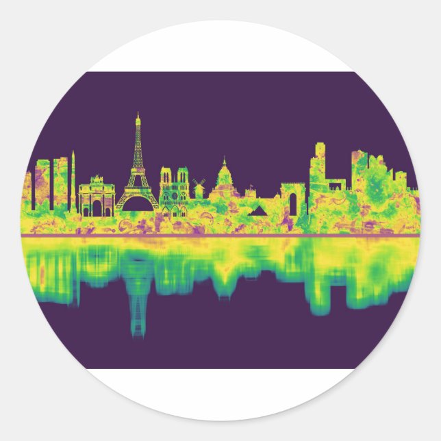 Paris France Skyline Classic Round Sticker (Front)