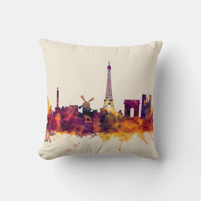 Paris France Skyline Cushion (Front)
