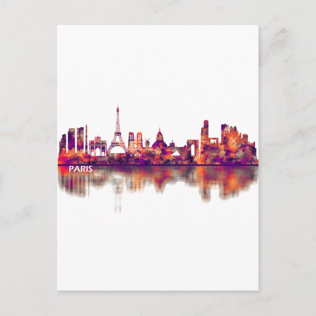 Paris France Skyline Invitation Postcard (Front)