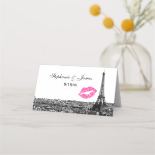 Paris France Skyline Pink Kiss #1 BW Escort Cards