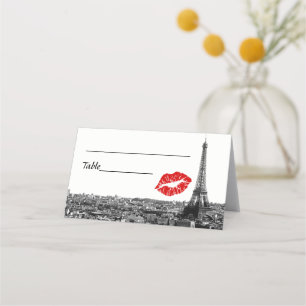 Paris France Skyline Red Kiss #1 BW Escort Cards