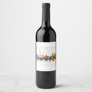 Paris France Skyline Wine Label
