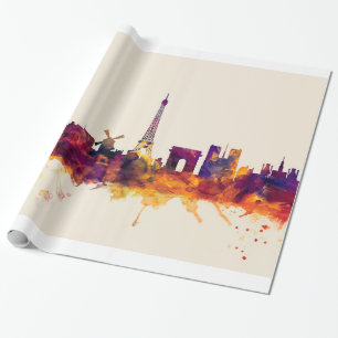 Paris France Skyline Wrapping Paper