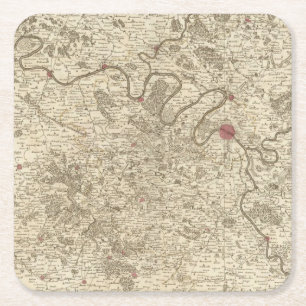 Paris France Square Paper Coaster