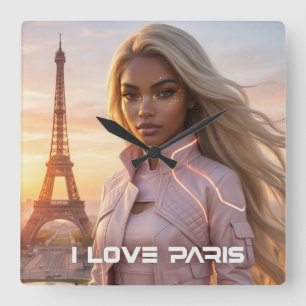 PARIS - FRANCE SQUARE WALL CLOCK