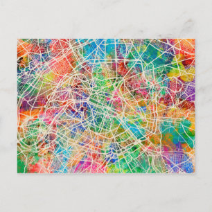 Paris France Street Map Postcard