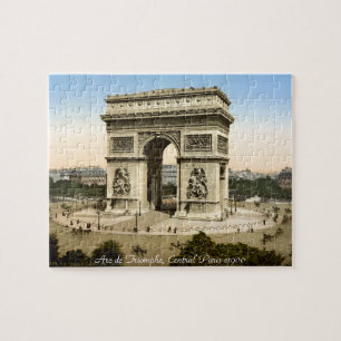 Paris France street scene, Arc de Triomphe 1900 Jigsaw Puzzle