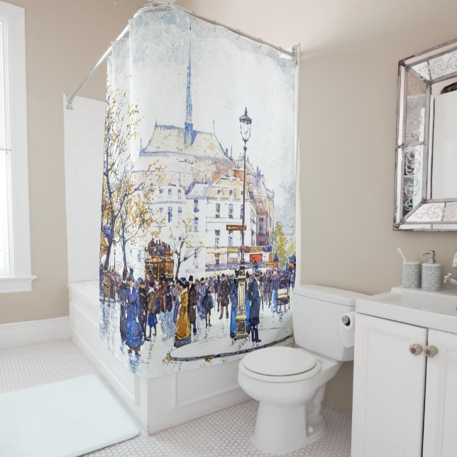 Paris France Street Scene Galien Shower Curtain (In Situ)