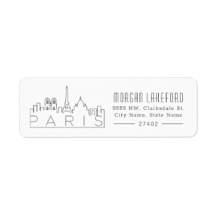 Paris, France Stylized Skyline Return Address Label