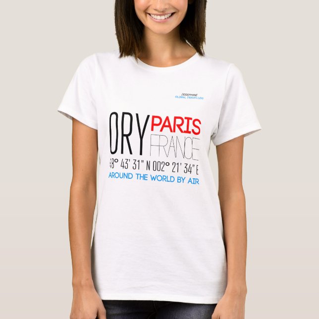Paris, France Text Art T-Shirt (Front)