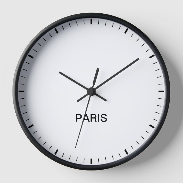 Paris France Time Zone Newsroom Style Clock (Front)