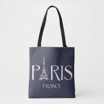 "Paris - France - Tour Eiffel" Typography Tote Bag