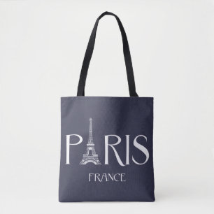 "Paris - France - Tour Eiffel" Typography Tote Bag