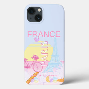 Paris, France, Travel Art, Preppy, Blue iPhone 13 Case