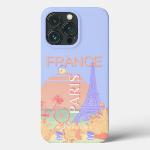 Paris, France, Travel Art, Preppy, Pastel, Blue iPhone 13 Pro Case