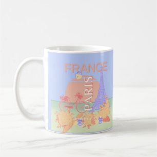 Paris, France, Travel Art, Preppy, Pastel, Blue Coffee Mug