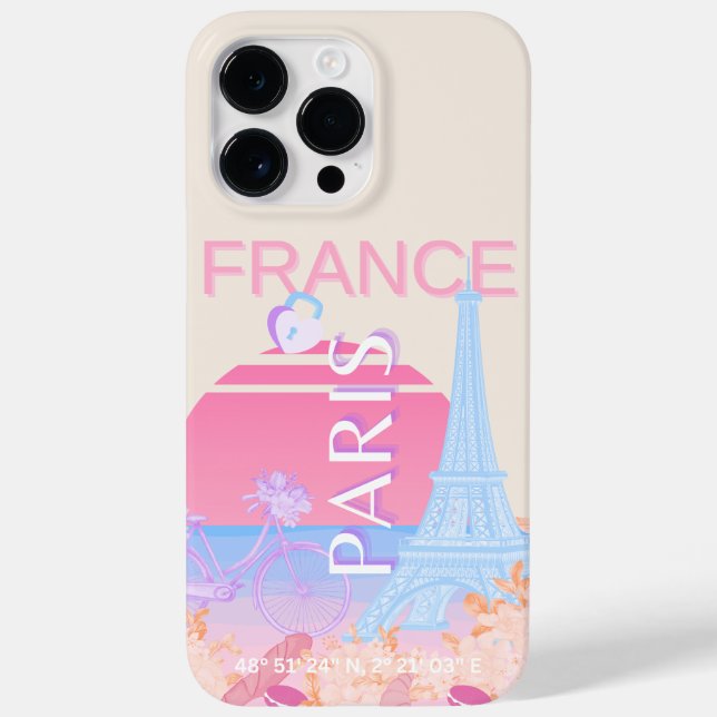 Paris, France, Travel Art, Preppy, Pastel Case-Mate iPhone Case (Back)