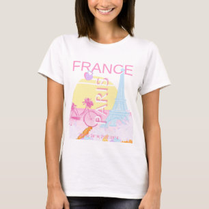 Paris, France, Travel Art, Preppy, Pastel, Green T-Shirt