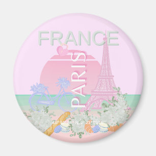 Paris, France, Travel Art, Preppy, Pastel, Pink Magnet
