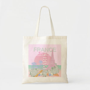 Paris, France, Travel Art, Preppy, Pastel, Pink Tote Bag