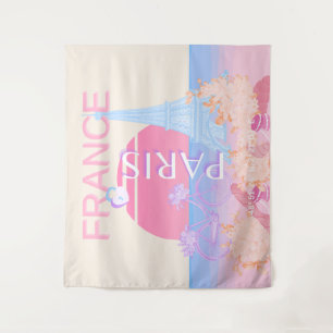 Paris, France, Travel Art, Preppy, Pastel Tapestry