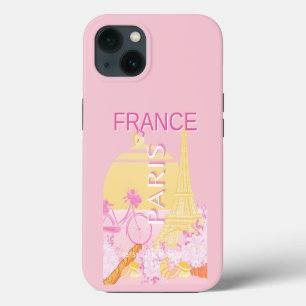 Paris, France, Travel Art, Preppy, Pink iPhone 13 Case