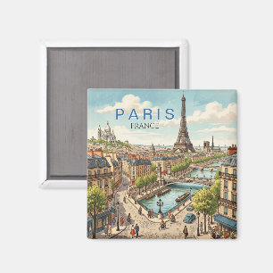 Paris France Travel Art Vintage Magnet