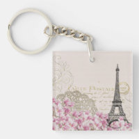 Paris France Travel Design with Eiffel Pink Roses