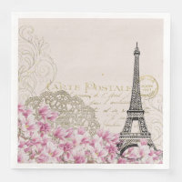 Paris France Travel Design with Eiffel Pink Roses