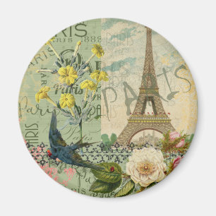 Paris France Travel Graphic Art Collage Magnet