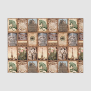 Paris France Travel Photo Collage Tissue Paper