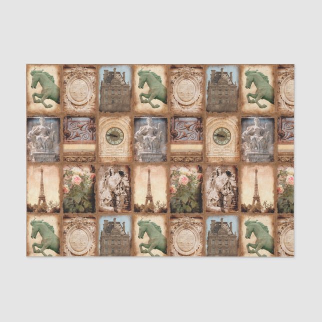 Paris France Travel Photo Collage Tissue Paper (Front)