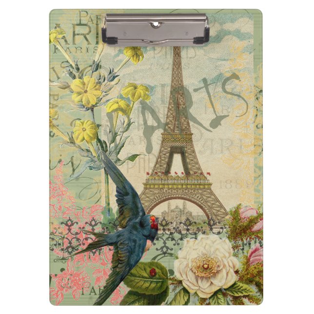 Paris France Travel Vintage Antique Art Painting Clipboard (Front)